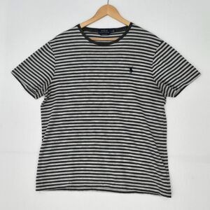 Polo Ralph Lauren Mens Large Cotton Gray Striped Custom Slim Fit T Shirt